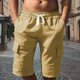 thumbnail image 1 of WILLBEST Pantalones Cortos de Lino de Verano para Hombre, con Bolsillos Grandes, para Playa, Deportivos, de Rayas Lisas, Ligeros y Elásticos, para Verano, Holgados y Casuales., 1 of 8