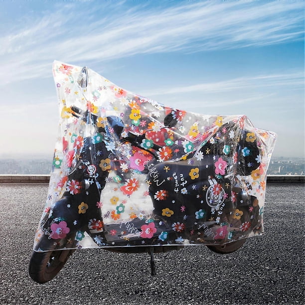 Electric Vehicle Rain Snow Sunshade Cover Dustproof Waterproof Weatherproof for Motorcycle BicycleFlower Pattern 1.8m /5.9ft