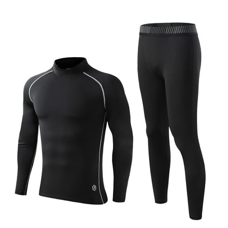 shqvo Mens Thermal Underwear Set with Fly Long Johns Base Layer Winter Hunting Gear Sport Top and Bottom