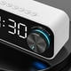 thumbnail image 4 of Reloj despertador LED con radio FM, altavoz Bluetooth inalámbrico, pantalla espejo, compatible con entrada auxiliar, TF, USB, reproductor de música inalámbrico para oficina y hogar. Blanco, 4 of 4