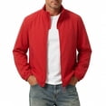 thumbnail image 2 of FRSASU Men's Lightweight Windbreaker Jacket Stand Collar Zip Side Pocket Elastic Cuff Casual office Coat Red, 2 of 7