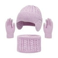thumbnail image 3 of harmtty 3Pcs/Set Kids Hat Scarf Gloves Set Colorful Twist Texture Hat Thickened Plush Lining Neck Gaiter Knitted Gloves Set, 3 of 8