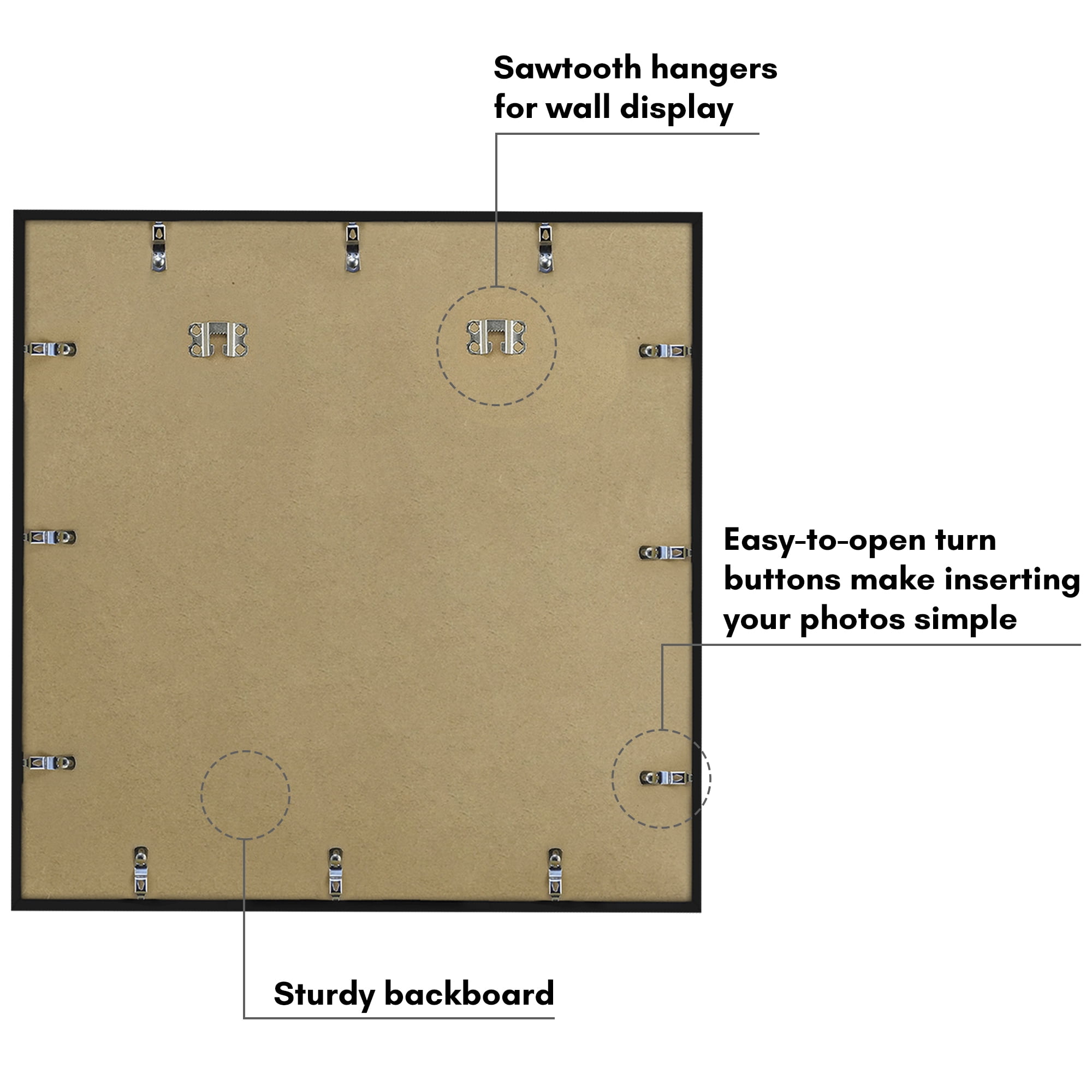 Americanflat 25x25 Picture Frame with Polished Plexiglass Streamline Collection Thin Border Square - Black