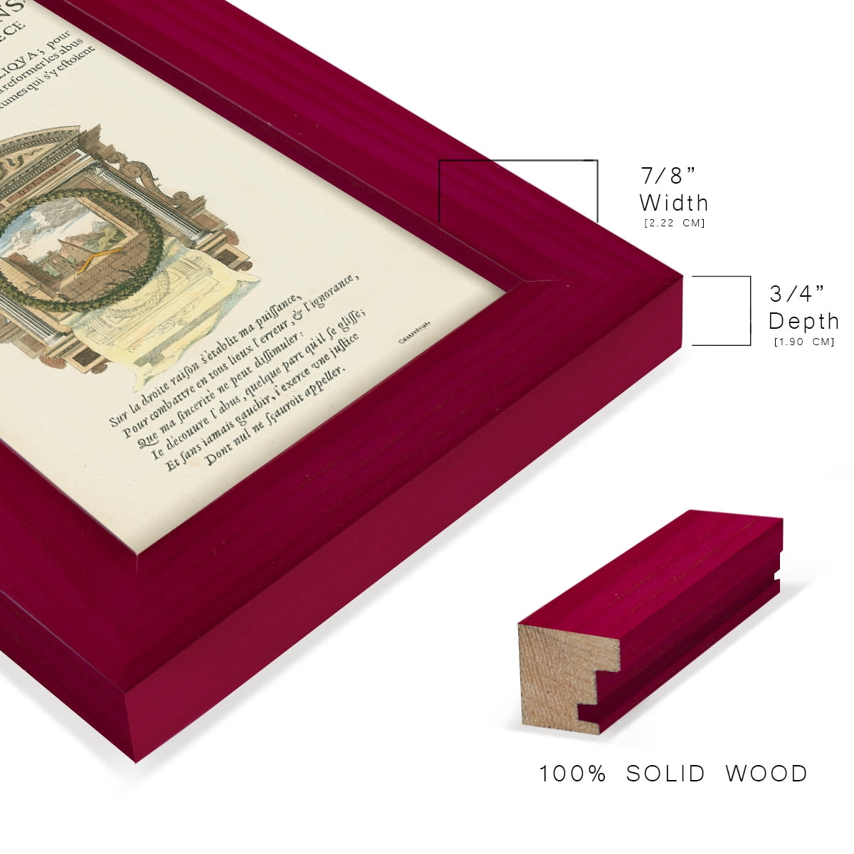 Printed Embellished Bookplate I - Framed Print w/glass - Cherry Red