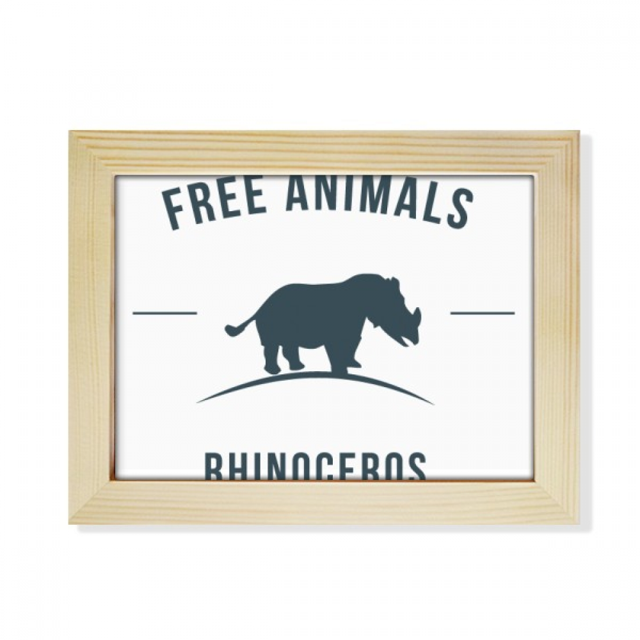 Cartoon Rhinoceros Animal Cadre Photo de Bureau Contour Bleu Décoration Peinture 6x8 Pouces