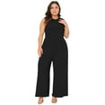 thumbnail image 3 of DARING DIVA Women's Plus Sleeveless Crew Neck Jumpsuit with Pockets 1X Black, 3 of 6