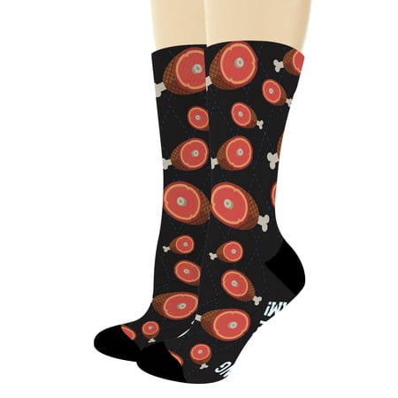 ThisWear Thanksgiving Gifts If You Can See This Bring Me Some Ham Turkey Trot Socks 1-Pair Novelty Crew Socks