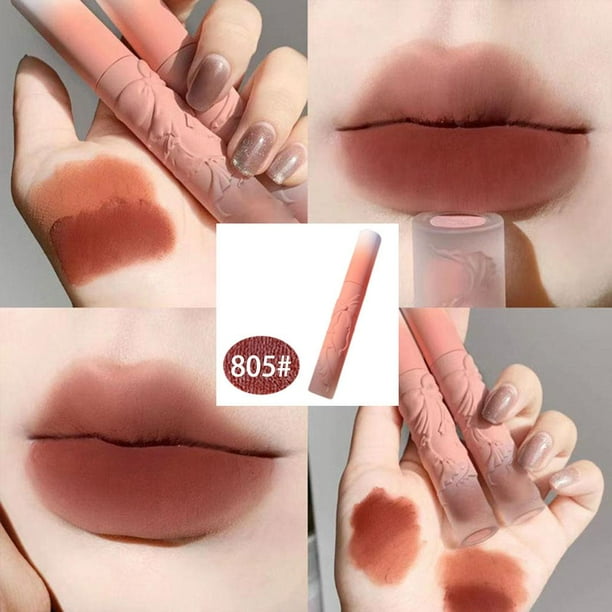 Lápiz Labial Mate Aterciopelado Lápices Labiales Pigmentados Suaves Y Sedosos Regalos Clásicos de Brillo Labial Aterciopelado Pigmentados - 805 colores Macarena Brillo de labios de lápiz labial