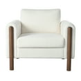 thumbnail image 5 of Oversized Accent Chair, Upholstered Living Room Chairs Single Sofa Chair with Walnut Legs, Curved handrail, White, 5 of 9