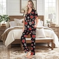 thumbnail image 2 of Yuyamidu Ladybug Daisy Women's Pajamas Set Sleep Shirt & Pants Set Short Sleeve V-Neck PJs Cozy Summer Nightwear with Pockets, 2 of 7