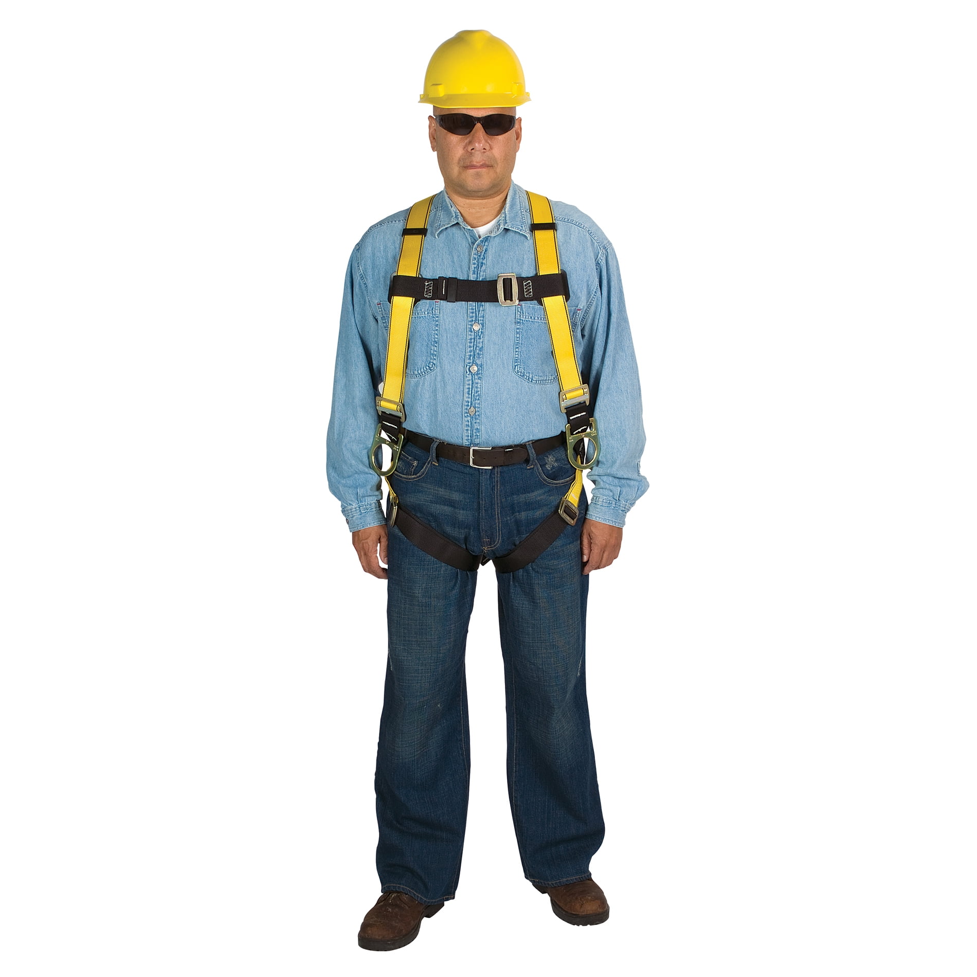 Safety Works Unisex Polyester Adjustable Safety Harness 400 lb. capacity Yellow 1 pc.