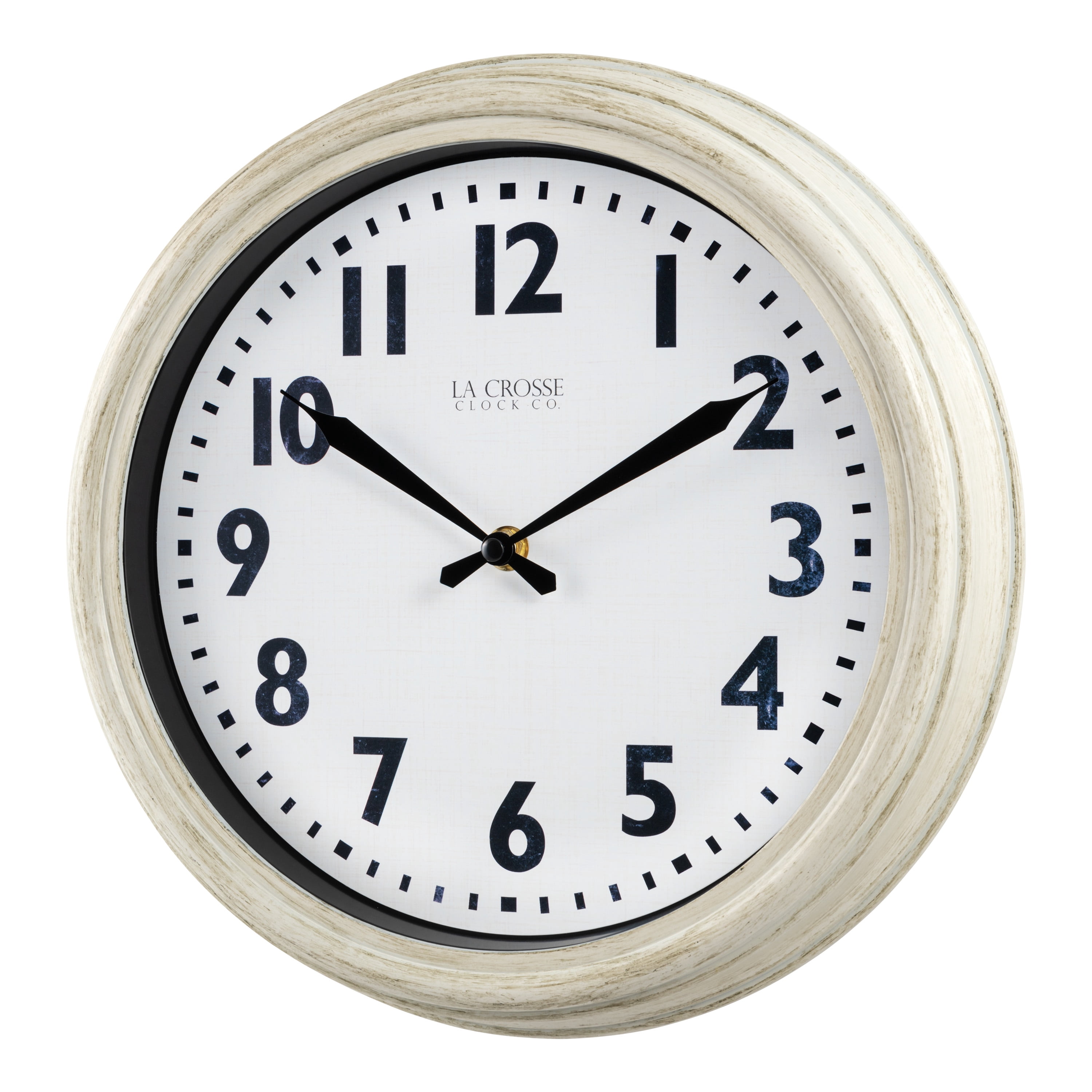 La Crosse Clock 12 Inch Antique White Wynn Quartz Wall Clock, 404-3030W