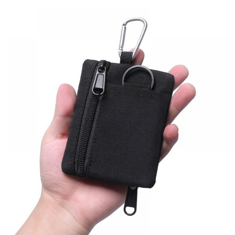 amazingfashion Small Key Ring Wallet Fob Holder Keychain Credit Card Wallet for Men Teen Boys EDC Coin Purse with Carabiner Clip Key Ring for Car