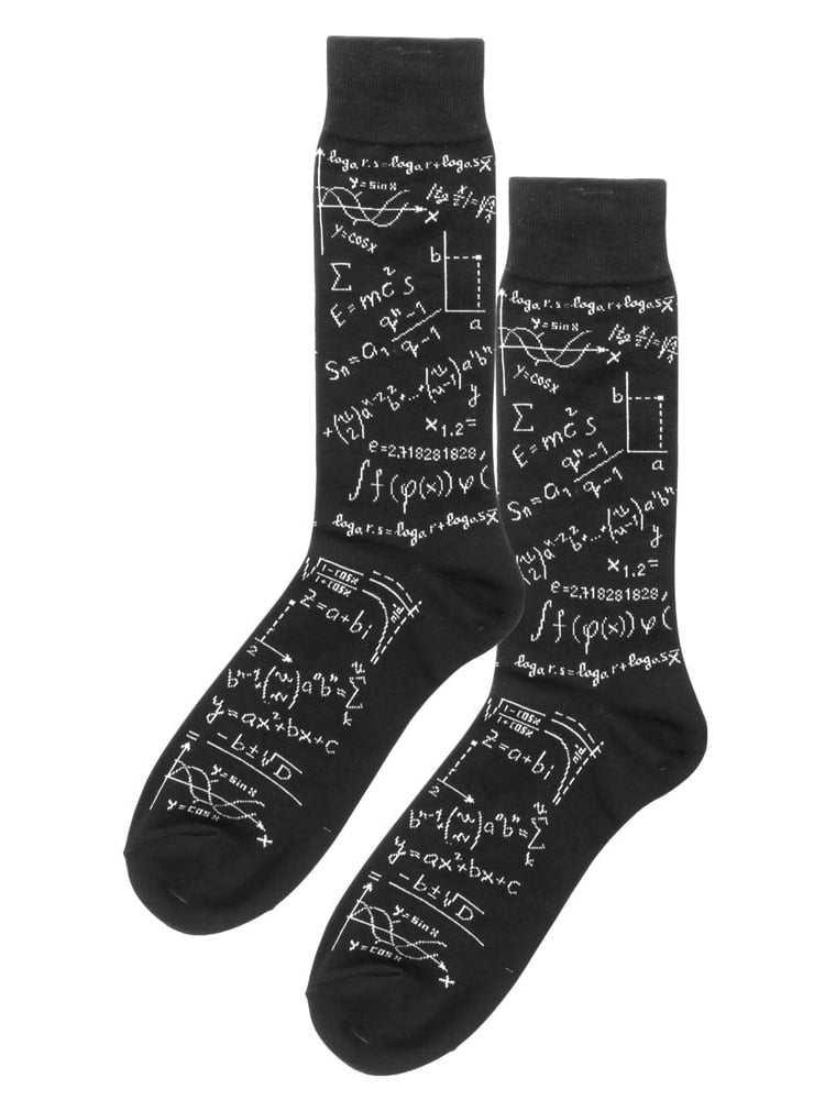 Foot Traffic Black White Math Genius Ladies Crew Cotton Blend Socks New 