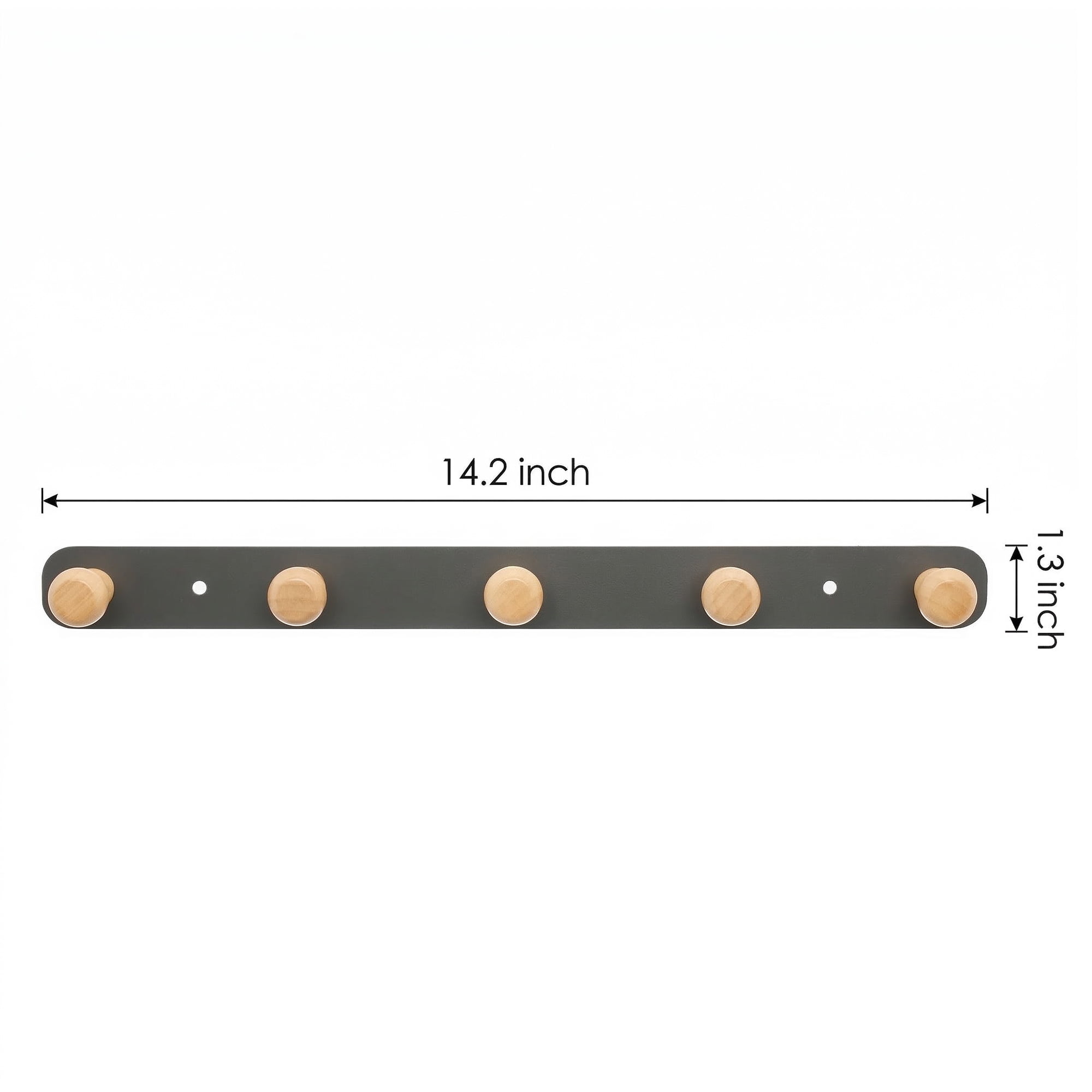 Unique Bargains Coat Rack Wall Mount Aluminum Alloy Wood Hook Hat Rack Gray 14.2"x1.3"