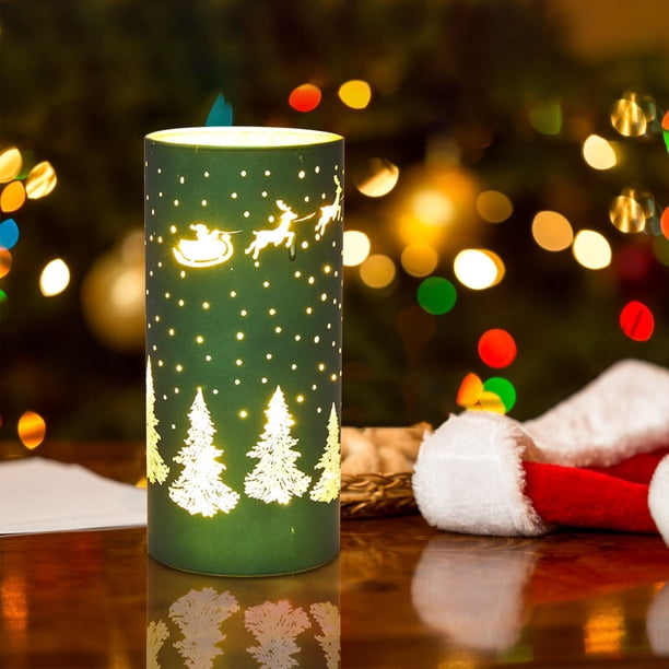 Wmhnj Lmparas navideñas de cristal a pilas para decorar mesas en fiestas navideñas.