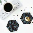 thumbnail image 4 of Honeii Cool Off-Road Vehicle print Leather Coaster Set of 4, ideal for safeguarding your furniture from drinks spills and effortless cleanup-Hexagon, 4 of 6