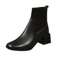 thumbnail image 1 of NECHOLOGY Botas Mujer Adulto Femenino Zapatos Botines de mujer Botines de mujer Moda Simple Francés Retro Punta cuadrada Botas de manga cómoda Tacón grueso Tacón cuadrado (Black, 6.5), 1 of 7