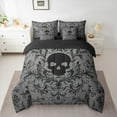 thumbnail image 3 of Manfei Adult Damask Skull Twin Bedding Sets 7-Piece, Hippie Gothic Skeleton Bedding Comforter Set, Tribal Mandala Theme Reversible Sheet Sets, Breathable Home Decor, 3 of 8