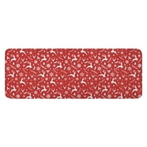 Red Christmas Deer and Snowflake Pattern Kitchen Rug Mat,Kitchen Runner Rugs Non Skid Washable,Decorative Kitchen Floor Mats for Kitchen,Sink,Laundry,17"x47.2"