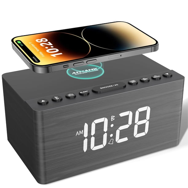 Reloj despertador con altavoz Bluetooth ANJANK con radio FM y cargador