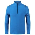 thumbnail image 3 of RXIRUCGD Men's Long Sleeved Quick Drying Sports Running Semi Zippered Solid Color Breathable T-shirt, Blue, Size: 2XL, 3 of 3
