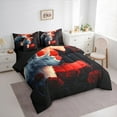 thumbnail image 3 of Feelyou Black White Wolf Twin Bedding Sets 7-Piece for Couple, Romantic Red Rose Bedding Comforter Set, Happy Valentines Animal Reversible Sheet Sets, Breathable Home Decor, 3 of 7