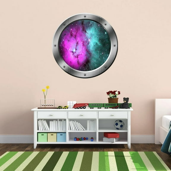 Outer Space Wall Cling, Universe Space Window Porthole Decal- VWAQ-PS25