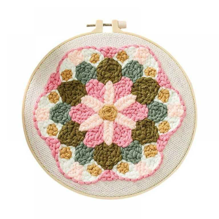 DIY Punch Needle Kit for Beginner, Colorful Flower Pattern