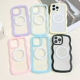 thumbnail image 6 of Magnetic Case for iPhone 14 Pro Compatible with Magsafe, Cute Curly Wave Frame with Clear Fashion Designs,Soft TPU Shockproof Sturdy Protective Phone Cover for Girls Women-Dark Blue, 6 of 12