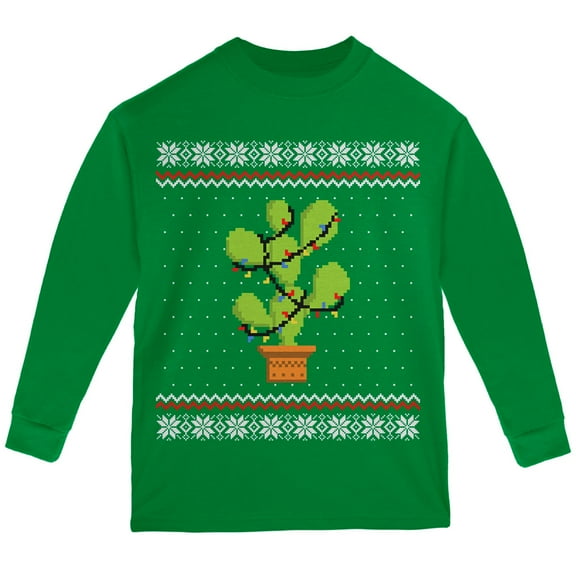 Old Glory Cactus Prickly Pear Tree Ugly Christmas Sweater Youth Long Sleeve T Shirt