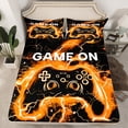 thumbnail image 2 of Castle Fairy Video Game 4 Pieces Queen Sheet Sets for Teens Women Men,Abstract Orange Lightning Ultra Soft Flat Sheet,Gradient Gamer Queen Fitted Sheet,Super Cozy Room Decor, 2 of 7