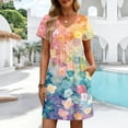 thumbnail image 5 of Women's Summer Dresses Short Sleeve V-Neck Modest Dresses Fashion Travel Cruise Outfits with Pockets, 5 of 7