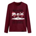 thumbnail image 4 of pimelu Christmas Shirts Clearance Trendy Christmas Shirts Womens Fashion Letter Print Wine Glasses Print Pullover Blouses Plus Size Crewneck Long Sleeve Tee Tops, 4 of 4