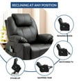 thumbnail image 4 of SOCIALCOMFY Power Lift Recliner Chair for Elderly, Heavy Duty Lift Chair with Heat and Massage, Faux Leather Recliner Chair with 2 Remote Controls, Cup Holders, Side Pockets & USB Ports (Black), 4 of 7
