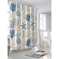 thumbnail image 3 of Fsddascl Blue Grey Coastal Shower Curtain Set - 48" x 72" Washable Bathtub Curtain with 12 Hooks, Rustic Ocean Starfish Shell Seahorse Waterproof Fabric Stall Shower Curtains for Bathroom/Bathtub, 3 of 6