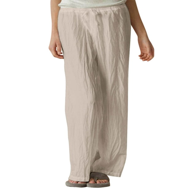 nsendm Female Pants Adult Elastic Waist Dress Pants for Women Business  Casual Womens Summer Cotton Casual Loose Wide Leg Women Fleece Pants(Grey