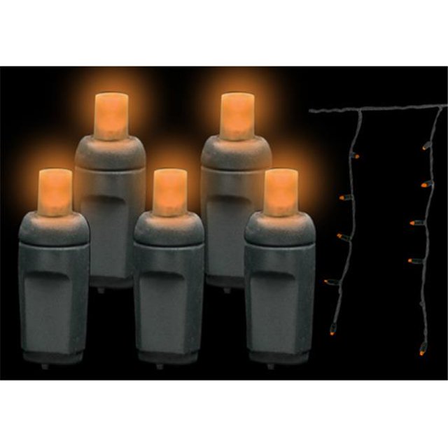 Reinders LEDICE-ORG-F Premium Grade LED Icicle Lights 105 Orange Frost Holiday Lights String with Black Wire