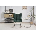 thumbnail image 2 of Nursery Rocking Chair, Modern Teddy Upholstered Rocker Glider Chair with High Backrest and Metal Base for Bedroom Living Room Offices, Emerald, 2 of 10