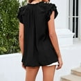 thumbnail image 7 of Fesfesfes Woman's Fashion Causal T-Shirt 2025 Summer Outdoor Ruffle Sleeve Tie-Neck Bandage Blouse Solid Color Loose Pullover Tops(Black,2XL), 7 of 7