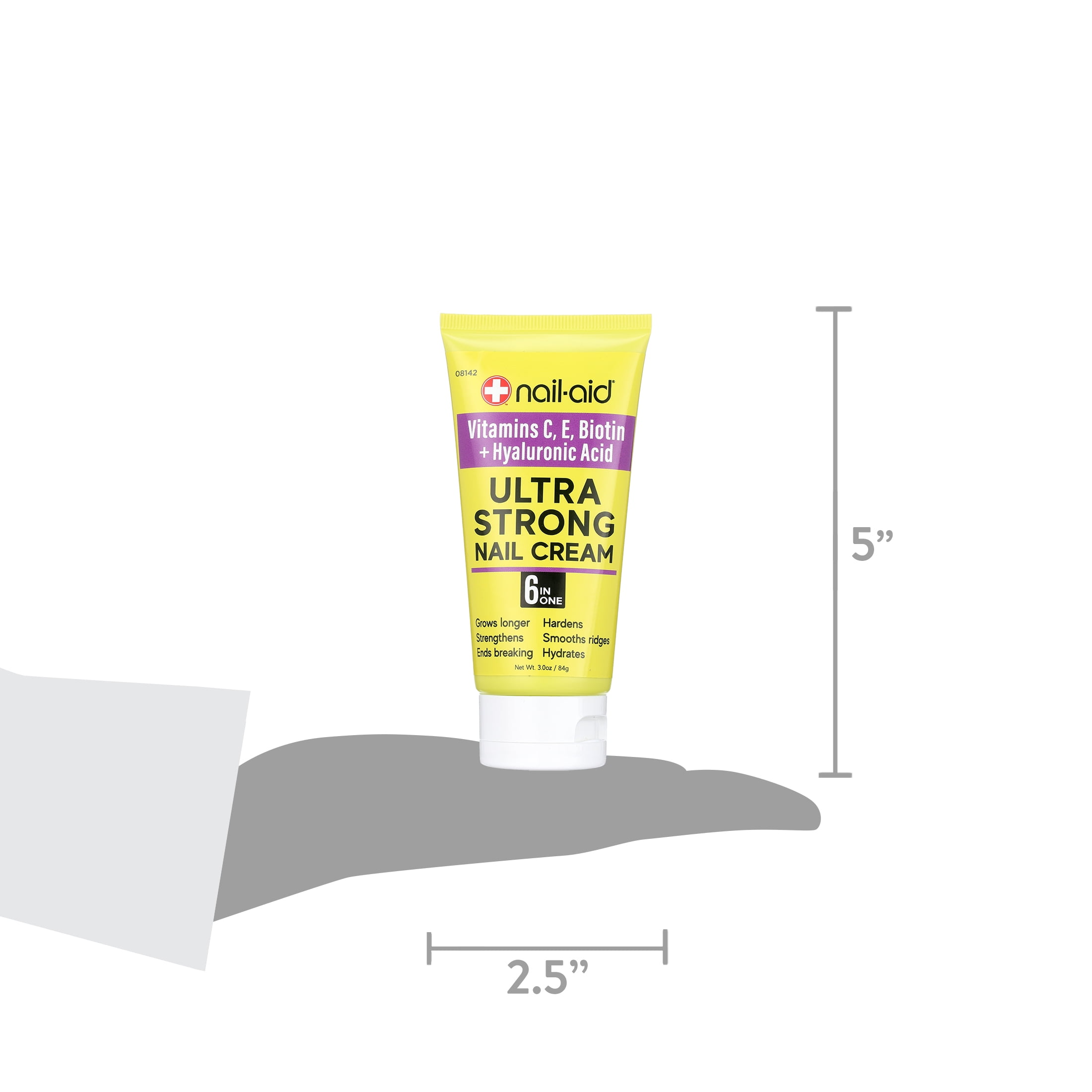 Nail-Aid - Vitamins C, E, Biotin + Hyaluronic Acid - Ultra Strong Nail Cream 6-In-1