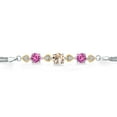 thumbnail image 2 of 925 Sterling Silver and 10k Yellow Gold Peach Morganite Pink Created Sapphire and White Lab Grown Diamond Bracelet for Women (3.23 Cttw, Round 7MM and 6MM, 6.5/7/7.5 inch, Made in Italy), 2 of 4
