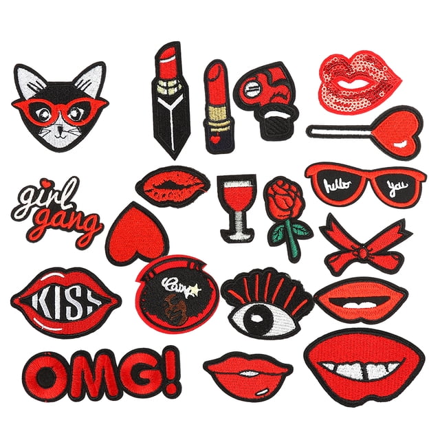 Parches para ropa Bling Bling con diseño de labios 20 unidades adhesivos para ropa