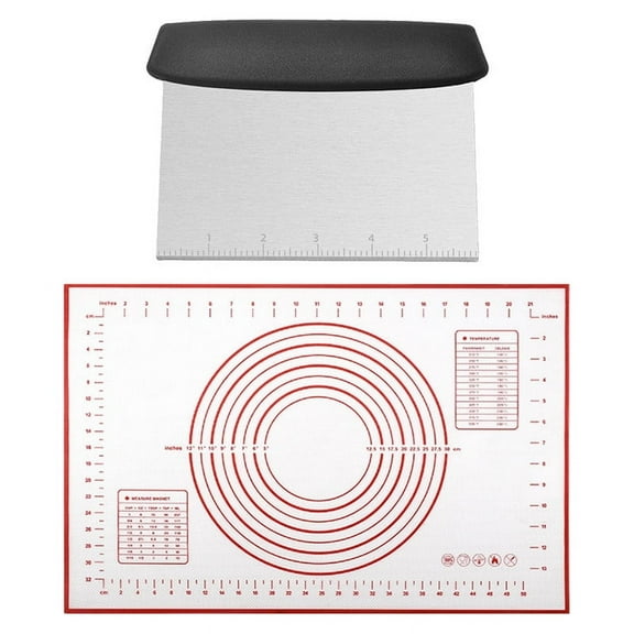 ZHONGLEFA Stainless Steel Chopper & Fondant Mat for Bread and Pizza Dough with a Measuring Scale
