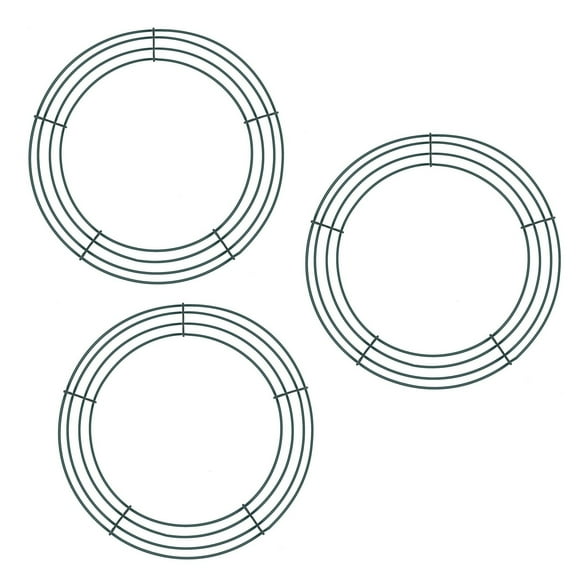 VogueV Round Metal Wreath Frame 12” Green Wire Set of 2, Heavy-Duty Diy Craft Ring for Valentine Wedding Floral Garland, Indoor/Outdoor Wall Door Holiday Decoration Base, 3Pc Wreath Frame