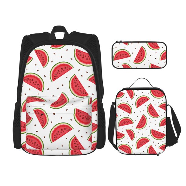 Fotbe Watermelon Set Escolar 3 en 1 para Niños - Mochila Duradera con Lonchera Aislante y Estuche para Lápices - Mochila Escolar para Niños y Niñas
