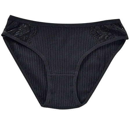 Vblhal Clearance Clothes under $5.00 Sexy Lace Trim Rib Underwear For Women Seamless Cheeky Hipster Panties Soft Breathable Briefs Undies Panty Lingerie