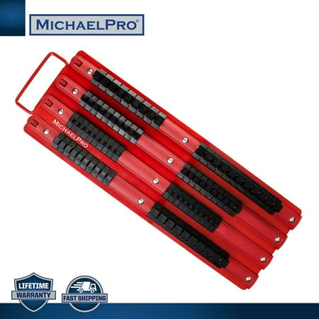 UPC: 0840113500673 | MichaelPro MP014006 Socket Organizer Tray for 80-PCs Sockets – Red Rail Black Clips