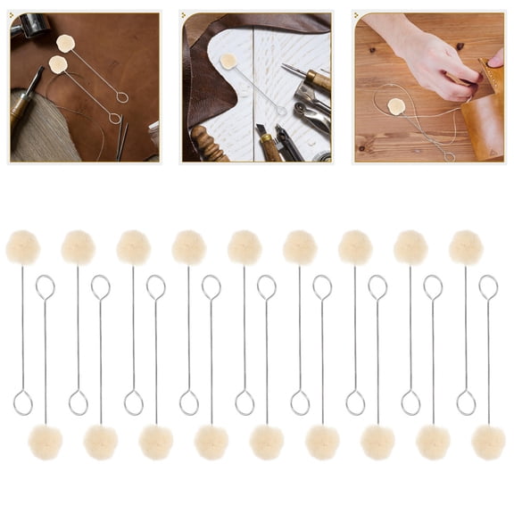 BESTYASH 100Pcs Assorted Color Wool Dauber Balls with Sturdy Metal Handle for Leathercraft Dyeing