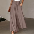 thumbnail image 2 of jiaxiM Boho Pants for Women Wide Leg Linen Palazzo Pants for Women Drawstring Cropped Womens Trousers Lounge Pants Summer Beach Vacation Outfits, 2 of 6